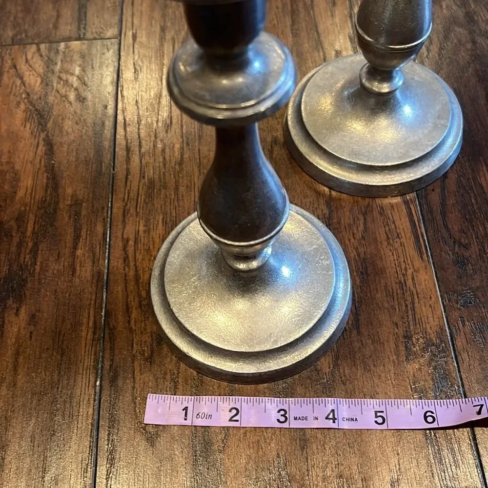 Wilton RWP Columbia Pewter Candlestick Holder Pair‎ ~ Vintage 9